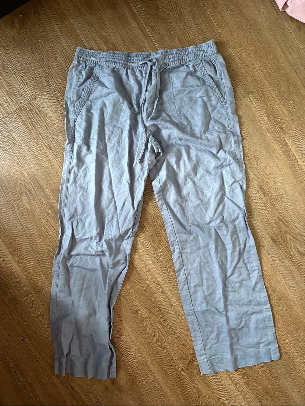 Women’s Light Blue Drawstring Linen Pants